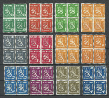 FINLAND FINNLAND 1930/1942 Coat Of Arms Wappenlöwe As 4-blocks MNH/MH (2 Upper Stamps Are MNH/**, Lower Row Is MH/*) - Unused Stamps