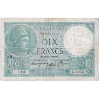 France, 10 Francs, Minerve, 1940, Z.79322, TB+, Fayette:7.20, KM:84 - 10 F 1916-1942 ''Minerve''