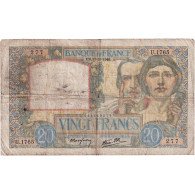 France, 20 Francs, Science Et Travail, 1940, U.1765, TB, Fayette:12.9, KM:92b - 20 F 1939-1942 ''Science Et Travail''