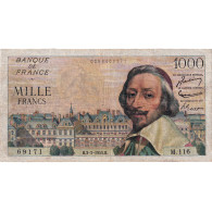 France, 1000 Francs, Richelieu, 1955, M.116, TTB, Fayette:42.11, KM:134a - 1 000 F 1953-1957 ''Richelieu''
