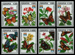 Ghana 1992 - Mi-Nr. 1692-1699 ** - MNH - Schmetterlinge / Butterflies - Ghana (1957-...)