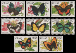 Ghana 1990 - Mi-Nr. 1354-1361 ** - MNH - Schmetterlinge / Butterflies - Ghana (1957-...)