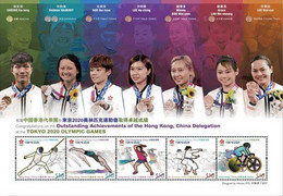 Hong Kong 2021 - Paraolympics, Olympics, Tokyo Winners,Table Tennis,Cycling,Bicycle,Sailing,Boat,Swimming MNH (**) - Unused Stamps