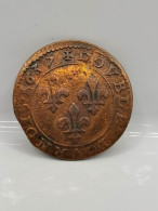 DOUBLE TOURNOIS 1637 SANS DIFFERENT ET ATELIER LOUIS XIII BUSTE LAURE ET DRAPE / ROYALE - 1610-1643 Luis XIII El Justo