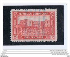 REPUBBLICA  DOMINICANA:  1928/29  ROVINE  DI  ALCAZAR  -  2 C. ROSSO  US. -  YV/TELL. 217 - Dominicaine (République)