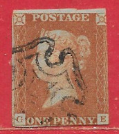 Grande-Bretagne N°3 1p Rouge-brun Sur Azuré (petite Couronne) 1841 O - Usati