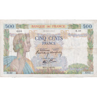 France, 500 Francs, La Paix, 1940, R.40, TTB, Fayette:32.1, KM:95a - 500 F 1940-1944 ''La Paix''