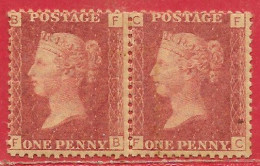 Grande-Bretagne N°26 (x2) 1p Rouge Carminé (dentelé 14 - Filigrane Grande Couronne - Planche 134) 1858-64 * - Neufs