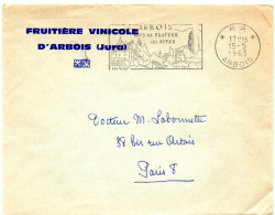 JURA  - Dépt N° 39 = ARBOIS 1963 = FLAMME PP Non Codée =  SECAP Illustrée ' Pays De PASTEUR / Sites / Vins' + FRUITIERE - Louis Pasteur