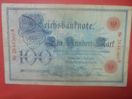 DEUTSCHES REICH 100 MARK 1898 Série "A" DATE RARE Circuler - 100 Mark