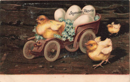 Fêtes Et Voeux - Joyeuses Pâques - Poussins - Charrette - Oeufs - Carte Postale Ancienne - Pasen