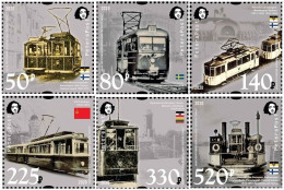 Russia 2020 Lost Tram Lines Of Baltic Towns Vyborg Stockholm Turku Helsinki Klaipeda Peterspost Set Of 6 Stamps Mint - Strassenbahnen