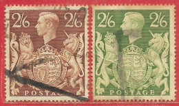 Grande-Bretagne N°224 Brun & N°233 Vert-jaune 2S6p 1939-42 O - Used Stamps