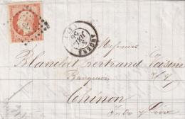 France N°16 Sur Lettre - TB - 1853-1860 Napoléon III.