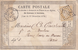 France N°59 Sur Carte Postale Précurseur - TB - 1871-1875 Cérès