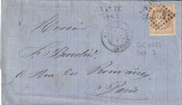 France N°28 Sur Lettre - TB - 1863-1870 Napoleon III With Laurels