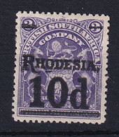 Rhodesia - BSAC: 1909/11   Arms 'Rhodesia' OVPT - Surcharge   SG117     10d On 3/-     MH    - Andere & Zonder Classificatie