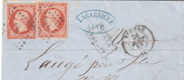 France N°16 X 2 Sur Lettre - B/TB - 1853-1860 Napoléon III