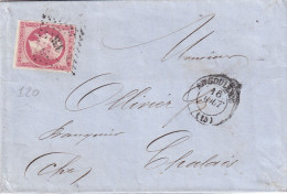 France N°17B Sur Lettre - TB - 1853-1860 Napoleon III