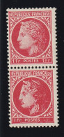 1f Rouge Yvert 676, 2 Timbres Avec Sur-encrage, 1 Fr Effacé, ** - 1945-47 Ceres Of Mazelin