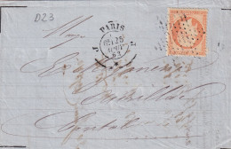 France N°23 Sur Lettre - TB - 1862 Napoléon III.