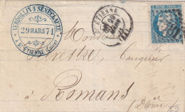 France N°46B Sur Lettre - TB - 1870 Ausgabe Bordeaux