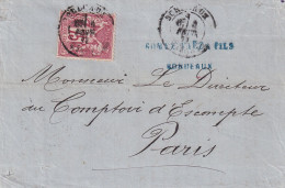 France N°71 Sur Lettre - TB - 1876-1878 Sage (Tipo I)