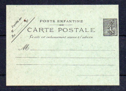 !!! POSTE ENFANTINE : ENTIER POSTAL TYPE SEMEUSE LIGNEE - Storia Postale