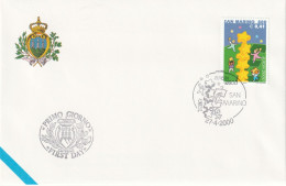 E 676) San Marino 2000 Mi# 1883 FDC: EUROPA, Kinder Bauen Sternenturm - 2000