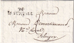 France Marque Postale - 20 / IS SURTILL - 35x10 Mm - 1824 - Avec Texte - 1801-1848: Vorläufer XIX