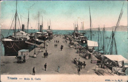 ! 1905 Alte Ansichtskarte, Trieste Molo San Carlo, Schiffe, Ships, Stempel Hofpostamt Miramar - Brieven En Documenten