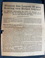 Krantenartikel Mbt De KONINGSKWESTIE LEOPOLD III , Details En Staat Zie Scan ! LOT 203 - Aardrijkskunde & Geschiedenis