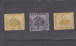 WESTERN AUSTRALIA - O / FINE CANCELLED - SWAN - CIGNE - 1865/1872 -  Yv. 16, 19, 21     Mi. 16Ab, 19Aa, 16Cb - Usati