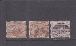 WESTERN AUSTRALIA - O / FINE CANCELLED - SWAN - CIGNE - 1885 - Yv. 34, 36    Mi. 25C (2), 27Cb - Used Stamps