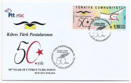 2014 - 50TH ANNIVERSARY OF CYPRUS TURKISH POST - FDC - Brieven En Documenten