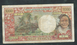 Billet, Tahiti, 1000 Francs, 1969-1971, F.2 92627 - Signature  Bernard Clappier / André Postel-Vinay. - Laura 12706 - Papeete (Frans-Polynesië 1914-1985)
