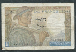 BILLET France, 10 FRANCS MINEUR - 10/03/1949  - S.180  16092  état D'usage - Laura 12711 - 10 F 1941-1949 ''Mineur''