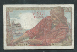 BILLET France ,Billet De 20 Francs Type Pêcheur - 10 Mars 1949  état D'usage - Laura 12712 - 20 F 1942-1950 ''Pêcheur''