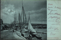 ! 1897 Alte Mondschein Ansichtskarte Aus Fiume,  Segelschiffe, Ships, Gelaufen Nach Abbazia - Kroatien