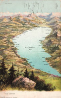 SUISSE - Lac Léman - Carte - Colorisé - Carte Postale Ancienne - Otros & Sin Clasificación