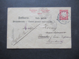 AD Bayern 1890 Ganzsache Weltpostverein UPU München Nantes Frankreich Und Weitergeleitet - Ganzsachen
