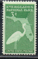 USA STATI UNITI 1947 EVERGLADES NATIONAL PARK ISSUE GREAT WHITE HERON AND FLORIDA MAP CENT. 3c MNH - Ongebruikt