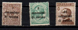 1919 - Italia - Trento E Trieste 1 + 3 + 7 Soprastampati  ------- - Trente & Trieste