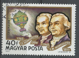 Hongrie - Hungary - Ungarn Poste Aérienne 1977 Y&T N°PA400 - Michel N°F3230 (o) - 40fi Les Frères Montgolfier - Used Stamps