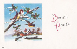 Bonne Année --Nouvel An - Mignonnette (animée)- Paysage Enneigé De Village Avec Oiseaux ....grains Givre........ - Neujahr