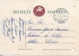 Portugal , 1963 ,  CONDUÇÃO V. VIÇOSA II  Postmark On Postal Stationery , Alentejo - Marcophilie