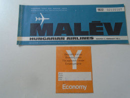 ZA462.1 Hungary   Boarding Card And  Airline Ticket  MALÉV  -1976  Budapest Berlin Budapest - Billetes