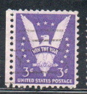 USA STATI UNITI 1942 WIN THE WAR ISSUE AMERICAN EAGLE CENT 3c USED USATO OBLITERE' - Used Stamps