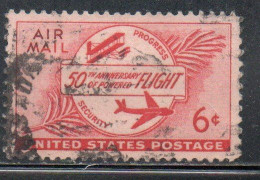 USA STATI UNITI 1953 AIRMAIL AIR MAIL POSTA AEREA FIRST PLANE AND MODERN CENT 6c USED USATO OBLITERE' - 2a. 1941-1960 Gebraucht