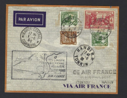 POSTE AÉRIENNE AVION AVIATION  1938 SAIGON HANOI 1ère LIAISON - 1927-1959 Storia Postale